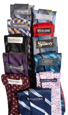 Lot of 11 Vintage & Modern Ties Dunhill Tailers / The Suitery / Arrow / Stafford - Image 1 of 4