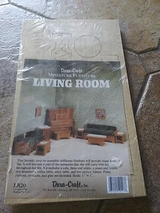 Vintage Dura-Craft Miniature Furniture Living Room Set Wood Kit..Sealed - Picture 1 of 3