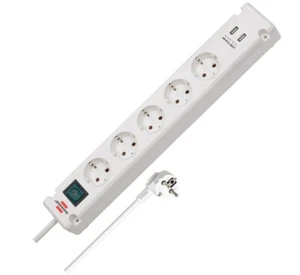 Brennenstuhl Bremounta Steckdosenleiste 5-Fach USB 90 Grad Schalter 3m Weiß - Bild 1 von 4