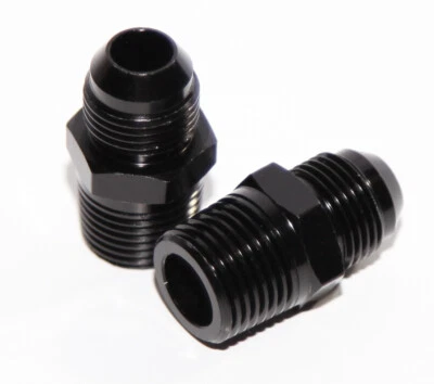 Adaptador de montaje anodizado de aluminio con rosca macho NPT 8AN AN-8TO 1/2" NEGRO 2 PIEZAS Foto 1 de 4