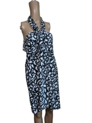 Vestido corto Club Monaco para mujer sin mangas cuello halter multicolor alineado talla 6 Foto 1 de 4