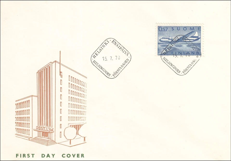 Convair Airplane Aviation 0,57p Finnair Finland FDC Cover 1970 - Image 1 of 1