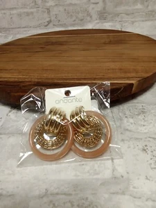 Andante Peach Gold Loop Summer Earrings New In Sealed Pack - Picture 1 of 3