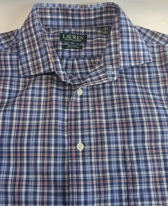 Camisa de hombre Lauren Ralph Lauren azul a cuadros manga larga con botones talla 16 32/33 L - Imagen 1 de 8