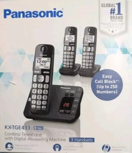 Panasonic KX-TGE433 Schnurloses Telefon mit 3 Mobilteilen *bitte lesen* - Bild 1 von 9