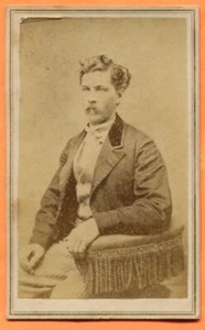 CDV Connersville, IN, Portrait of Young Man by Tatman circa 1860s Backstamp - Picture 1 of 3