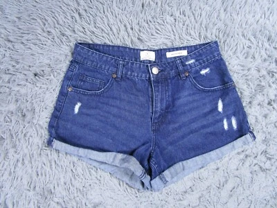 Pantalones cortos de algodón para mujer 6 tiro medio Saturday Demin lavado oscuro desgastados Foto 1 de 4