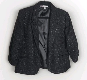 Blazer Jennifer Lopez Tweed Negro Brillante Talla XL - Imagen 1 de 10