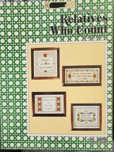 RELATIVES WHO COUNT Cross Stitch Pattern Leaflet  4 DESIGNS, Mom, Father, Child+ - Picture 1 of 3