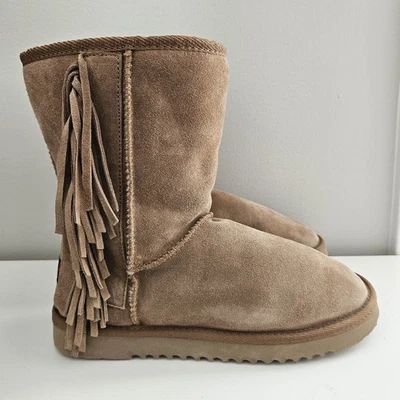 UKALA MUJER Gamuza Imitación Piel Marrón Invierno Botas Talla W8 Foto 1 de 4