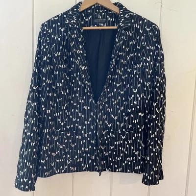 Chaqueta Blazer Jones New York Collection Negro Blanco Patrón Bordado 20W, Foto 1 de 4