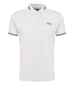 Barbour Essential Tipped Collar Polo Shirt BNWT Grey / Off White Size XL Black - Picture 1 of 1