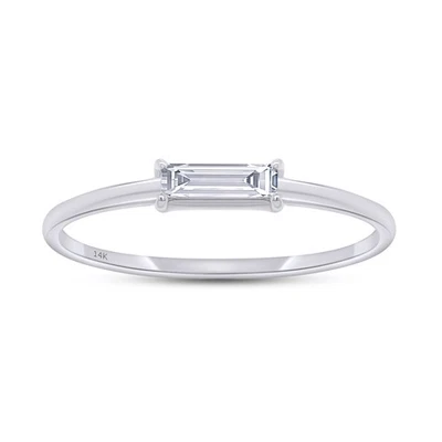 1/6 Ct Baguette Cut Diamond Solitaire Dainty Engagement Ring 14K WG Lab Grown - Image 1 of 4