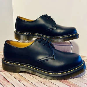 Dr. Martens 1461 Glattleder Oxford Damenschuhe 9 3 Augen gelbe Nähte klassisch - Bild 1 von 9