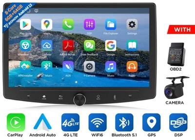 Eonon UX6SK Plus 10.1" Double DIN Android 13 6+64GB CarPlay Car Stereo Radio GPS - Image 1 of 4