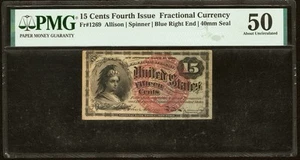 FR# 1269 Union Civil War 15 Cents 1863 Fractional Currency Fourth Issue PMG AU50 - Picture 1 of 5