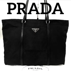 Rare! Prada Authentic tote bag, shoulder bag nylon black leather zipper silver - Picture 1 of 21