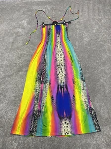 Summer Maxi Dress UK10-12 Bright Multicoloured Loose Holiday Festival Bandeaux - Picture 1 of 16