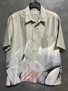 VTG 70's Tori Richard Hawaiian Shirt Gray Big Flower - Picture 1 of 6