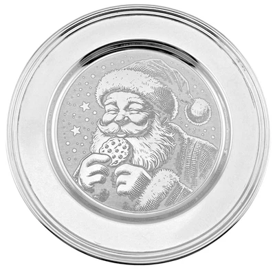 Plata de ley internacional - Plato de galletas de Papá Noel grabado - por Adamo Metals Foto 1 de 4
