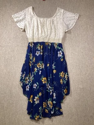 Liberty Love Dress Womens 2XL Ivory Lace Blue Floral Lined Boho - Image 1 of 4