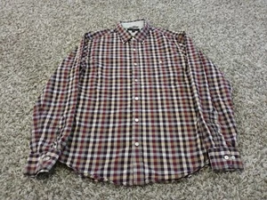Camisa ajustada Banana Republic para hombre talla M beige roja manga larga botón delantero - Imagen 1 de 8