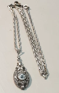 Antiker Ketten Anhänger 935 Silber um 1910 & Haferkorn Kette 800 Silber 42 cm - Bild 1 von 7
