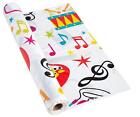 White Plastic Tablecloth Roll Musical Notes Instruments Table Party Decor 100ft