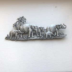 VTG Pin Brooch JJ Jonette Elephant's - Family Herd 4 -1/4” Long - Picture 1 of 8