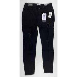Kensie Womens Jeans Effortless Ankle Mid Rise Size 6/28 Black Distressed Jeans - Picture 1 of 7