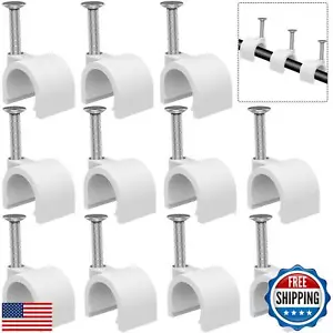 Nail in Cable Clips - 200 Pcs, 10mm, Coax, Speaker, Ethernet, RG6, RG59, CAT6 - Picture 1 of 5