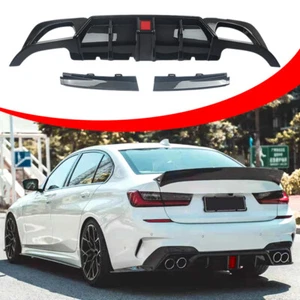 FOR 19-22 BMW G20 330i M340i CARBON STYLE REAR DIFFUSER W/ CORNER SPATS M SPORT - Picture 1 of 12