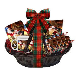Bernese Mountain Dog Gift Basket Christmas Blanket Pillow Magnet Coaster - Picture 1 of 7