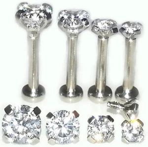 18 g INDIVIDUELLE LÄNGE PFOSTEN ~ ZACKE CZ Tragus Helix Ohrring Nase Knorpel ~ Stecker auswählen - Bild 1 von 9