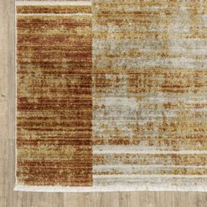 2' X 8' Brown And Ivory Geometric Power Loom Runner Rug With Fringe - Picture 1 of 1
