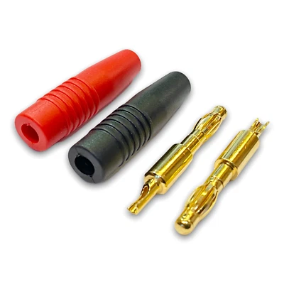 ✅ 1x par de bolígrafos de plátano de 4 mm enchufe de plátano enchufe de oro c... - Imagen 1 de 4