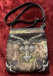 BHW Umhängetasche klein Camouflage Handtasche Schmuck Cross, Boho - Bild 1 von 11