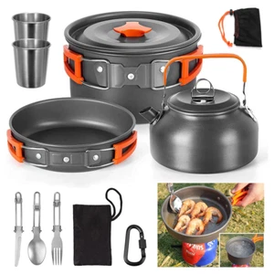 Camping Geschirr Set 2-3 Personen Outdoor Kochgeschirr Edelstahl Camping Töpfe - Bild 1 von 12