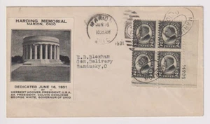 E3746: US #612 Plate Block on 6/16/31 Memorial Cover; CV $300 - Imagen 1 de 1
