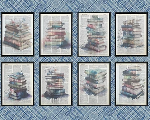 Stack of Vintage Books Dictionary Prints Book Stack Art Prints Book Decor Set 8 - Picture 1 of 8
