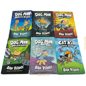 Lot (6) Dog Man & Cat Kid Hardback Books - Comic Club, Fetch-22, Unleashed etc. - Picture 1 of 10