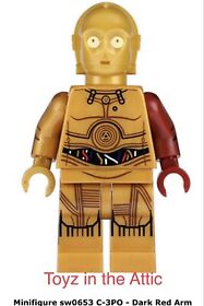 Lego 1x Sw0653 C-3PO Dark Red Arm 5002948 Episode VII Polybag Exclusive Red Arm