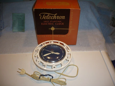Vintage Telechron 2H21 Mid Century Kitchen Wall Clock -  original box READ free Cover