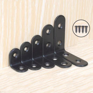 Black Corner Brackets Stainless Steel 90 Degrees L-Type Right Angle Braces - Picture 1 of 11