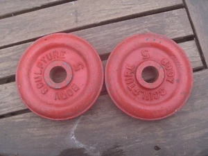 2 x 5lb (2.26KG) Vintage Body Sculpture Cast Iron Weight Plates - Picture 1 of 2