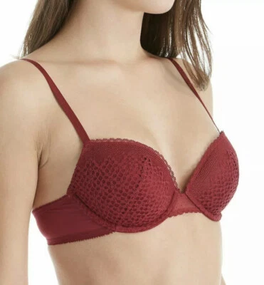 Sujetador push up ligero de encaje transparente DKNY DK2006 acolchado con aros arándano 34D Foto 1 de 4
