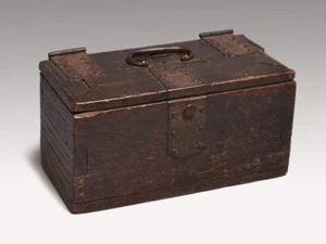 Japanische antike Edo Periode Münzbox Holzbox W18,2 D13 H13,2 - Bild 1 von 5