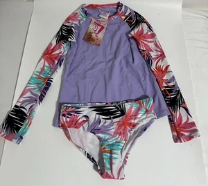 Girls Long Sleeve Bathing suit Swimsuit Purple Size 10 2 Piece - Picture 1 of 3