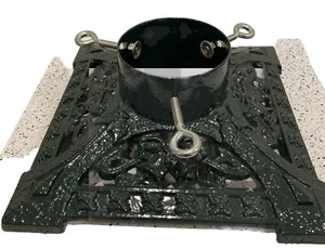 Vintage robuster Christbaumständer Gusseisen Stechpalme Glocken - grün - Bild 1 von 7