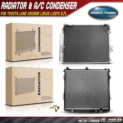 Kit de refrigeración de radiador y condensador de CA para Toyota Land Cruiser Lexus LX570 V8 5,7 L Foto 1 de 4